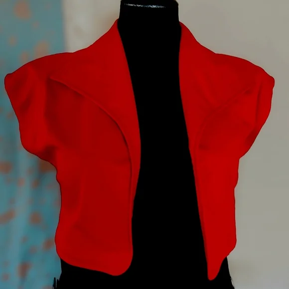Wide Lapel Open Crop Top - Picture 3 of 5